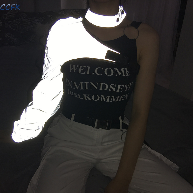 Tech Wear Accessories - Y2k Aesthetic Reflective Women Techwear Top
