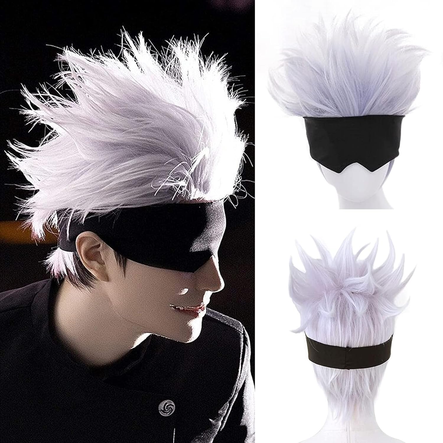 Tech Accessories For Men - Black Blindfold + Short Wavy Cosplay