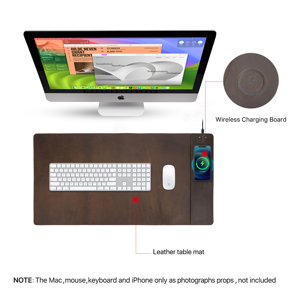 Genuine Leather Mouse Pad With - Mouse Charging Pad review and price